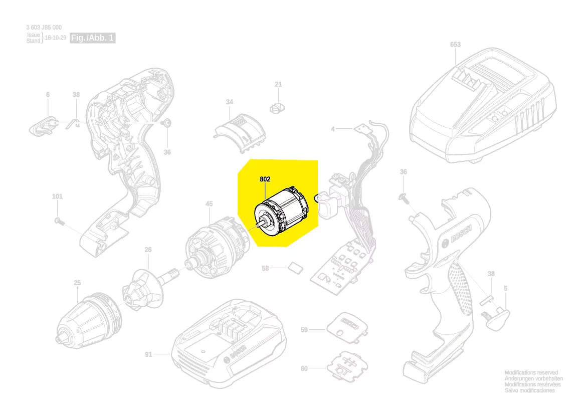 Moteur 18V réf. 1 600 A01 C44 Bosch